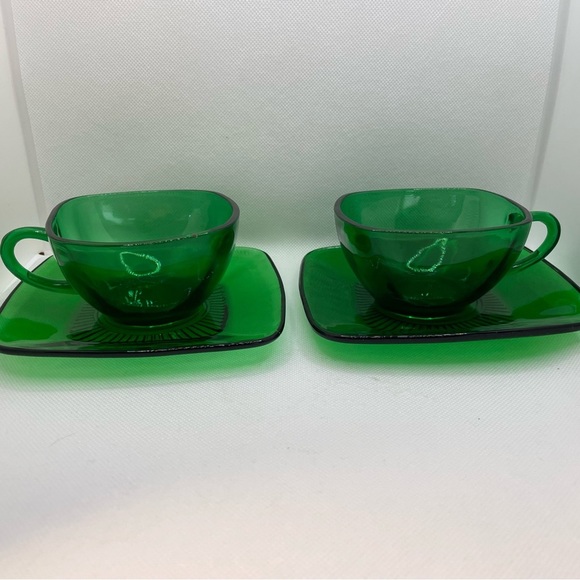 Anchor Hocking Other - SET of two vintage tea, cups and saucers.